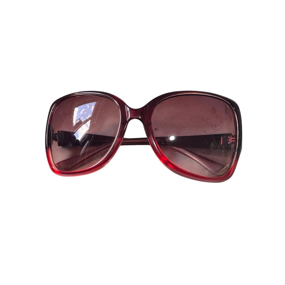 Cole Haan Oversized Square Sunglasses Burgundy Red Gradient Frame‎ Logo Womens
